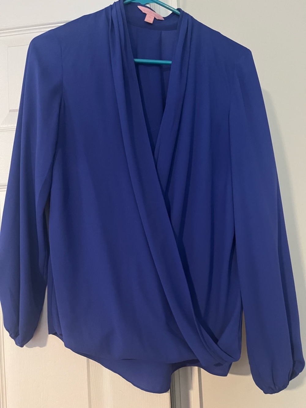 Lilly Pulitzer Royal Blue Draped Wrap Blouse